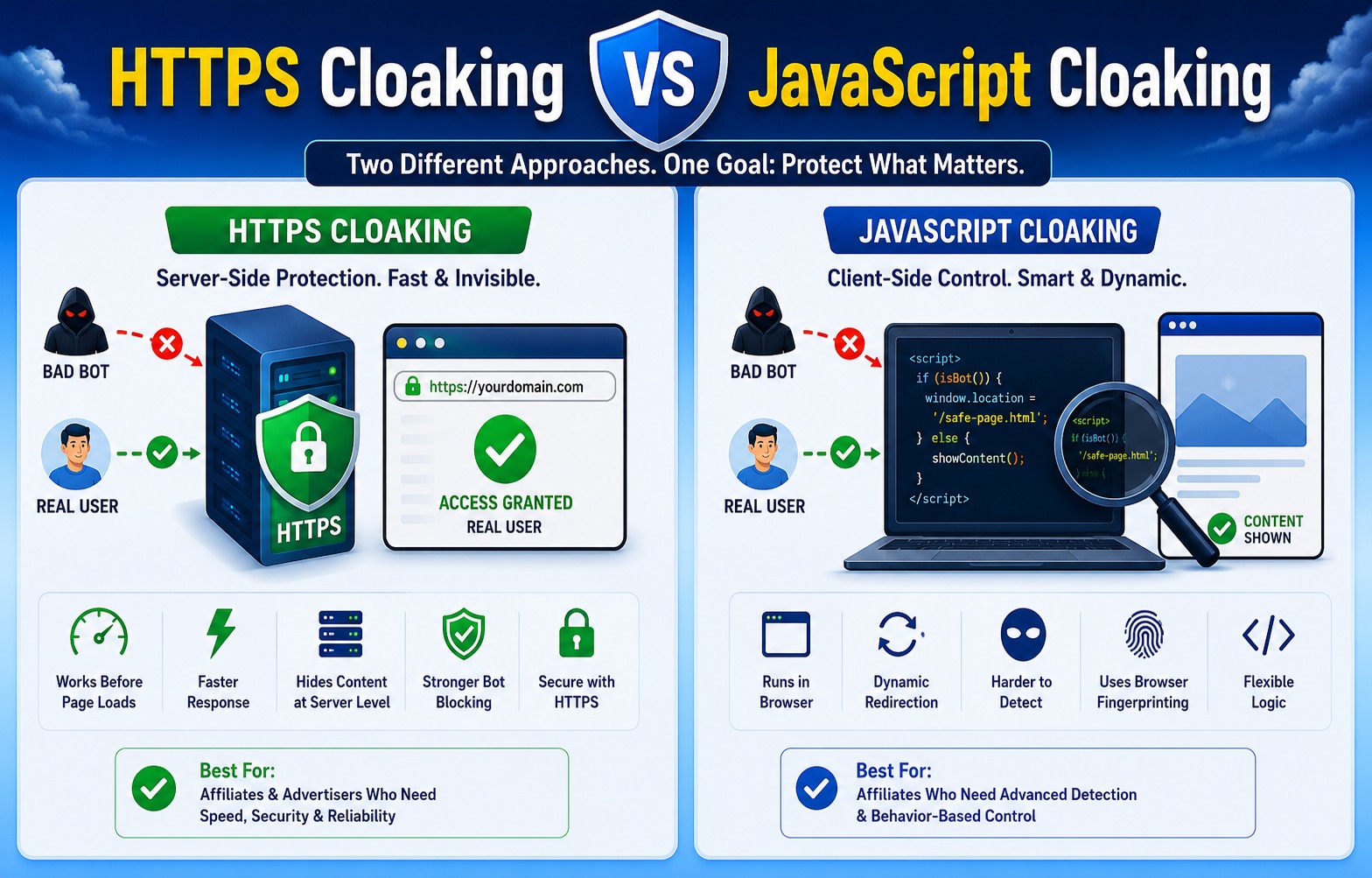 HTTP vs JavaScript Cloaking