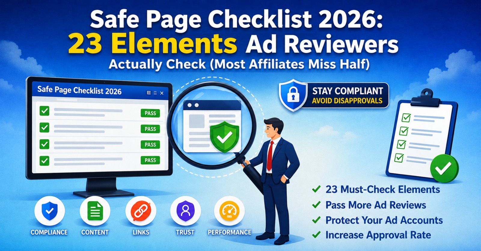 Safe Page Checklist 2026: 23 Elements Ad Reviewers Actually Check